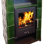 Wamsler Kaminofen Montafon 7 kW Grün Keramik – Holzofen für Scheitholz & Holzbriketts